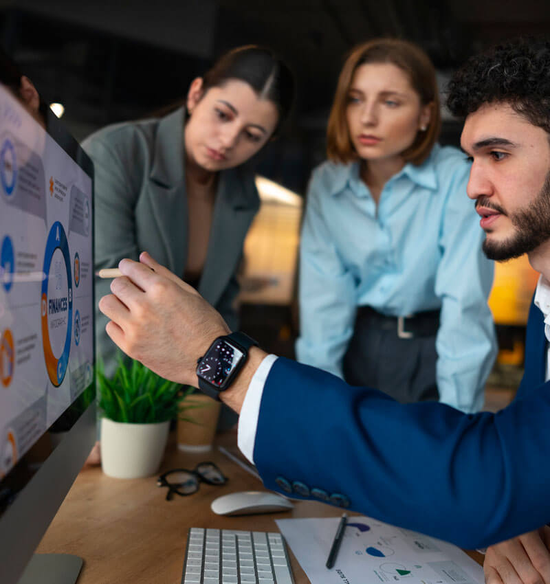 Office Analyzing Checking Finance Graphs